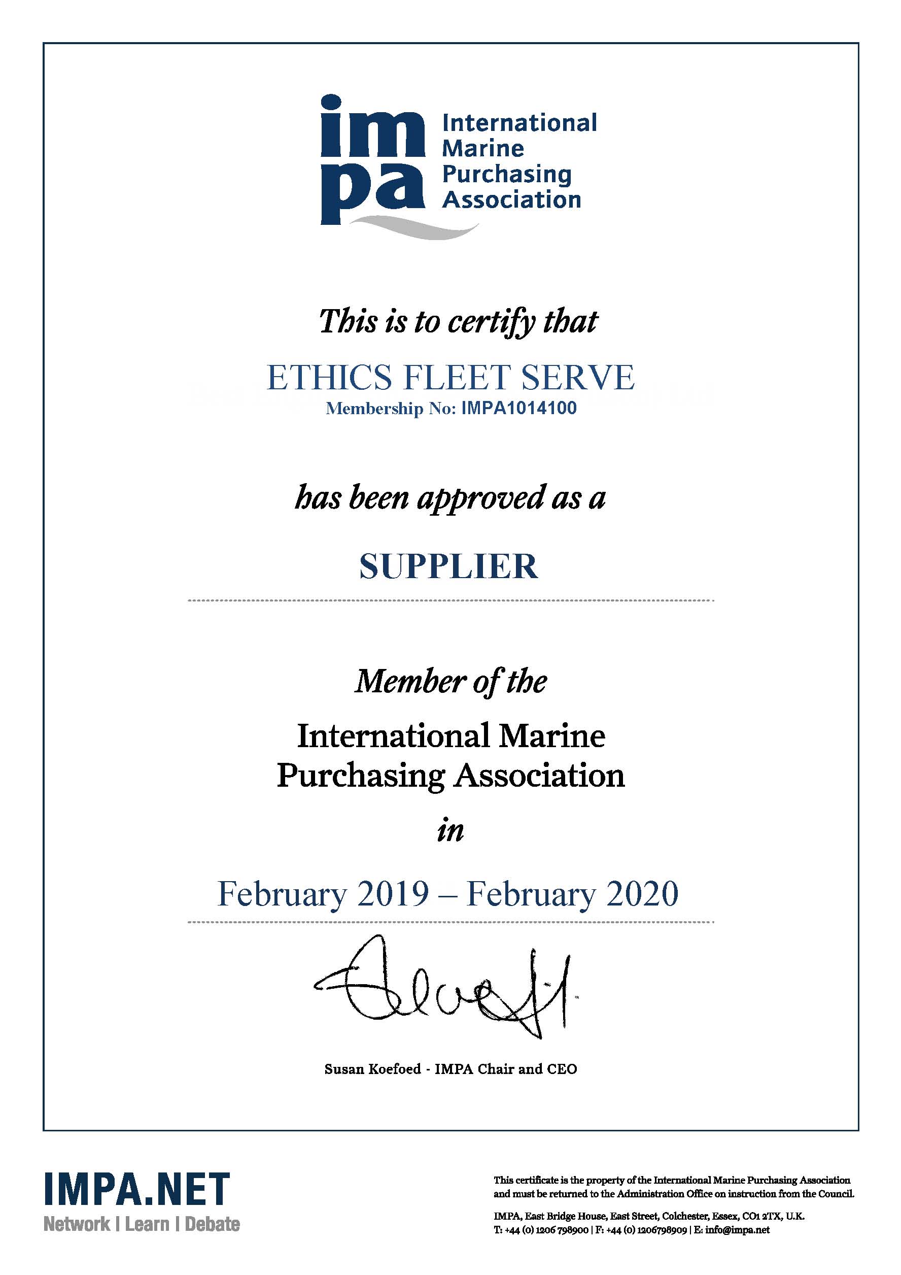 ETHICS FLEET SERVE